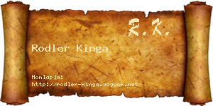 Rodler Kinga névjegykártya